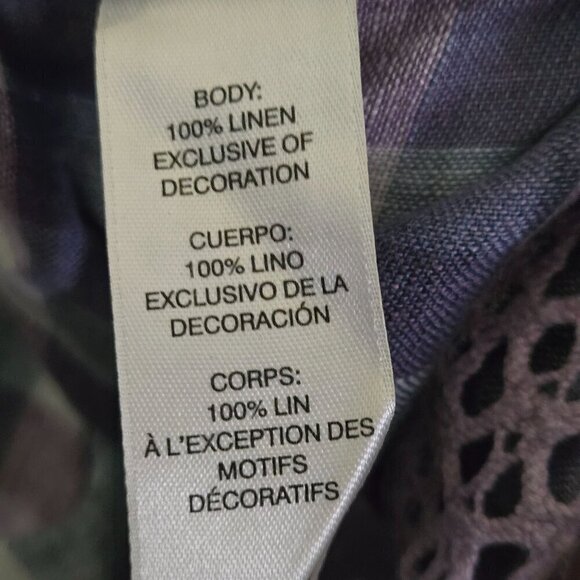 Chico's Crochet Detail Gingham Linen Popover Tunic Top Size S - Picture 8 of 8